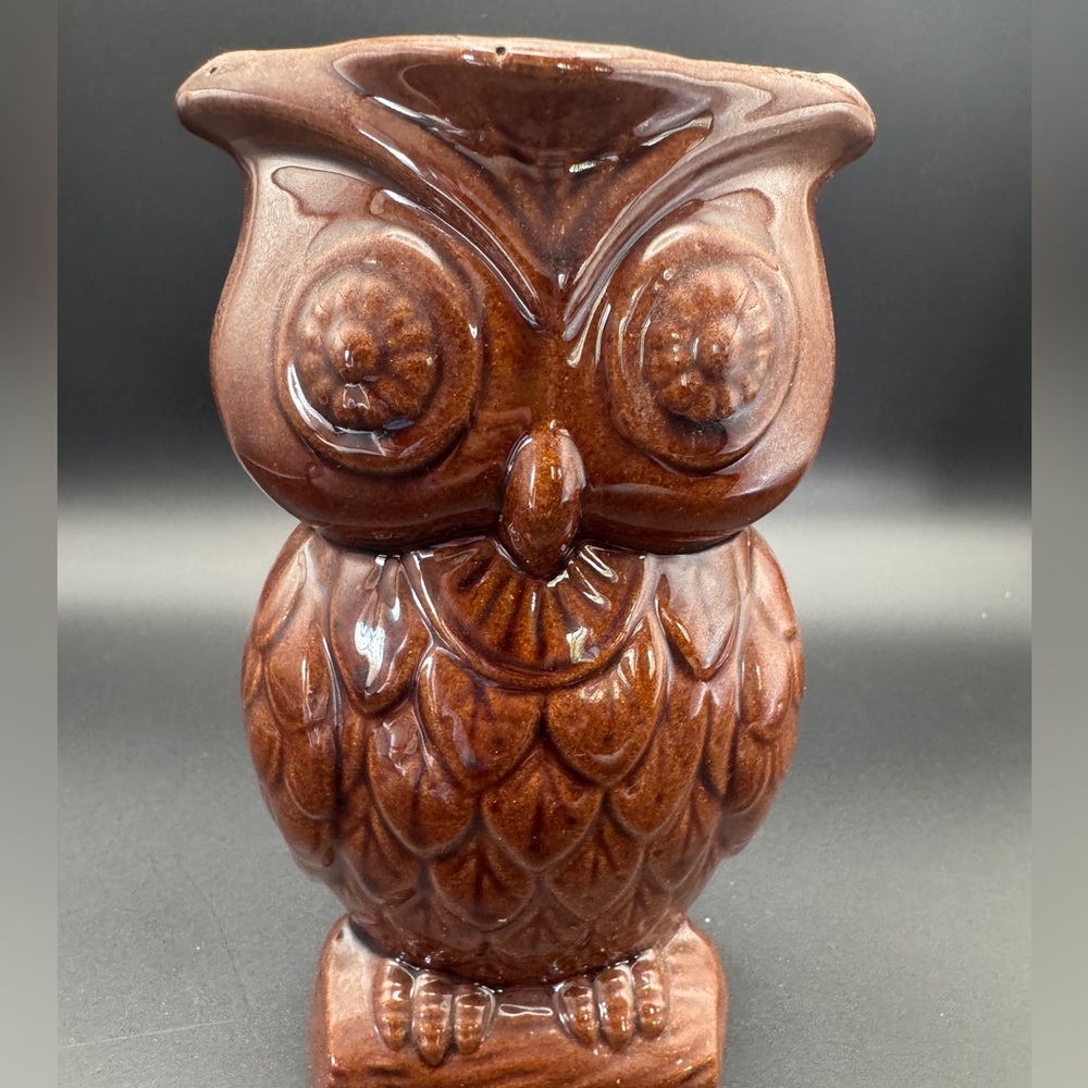 Darling Vintage Japanese Redware Ceramic  Owl Creamer Pitcher Plant Waterer MCM